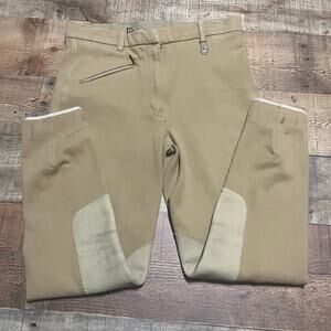 VEQUI Comfort Women's Tan Khaki Equestrian Breeches Knit Riding Pants Sz 30